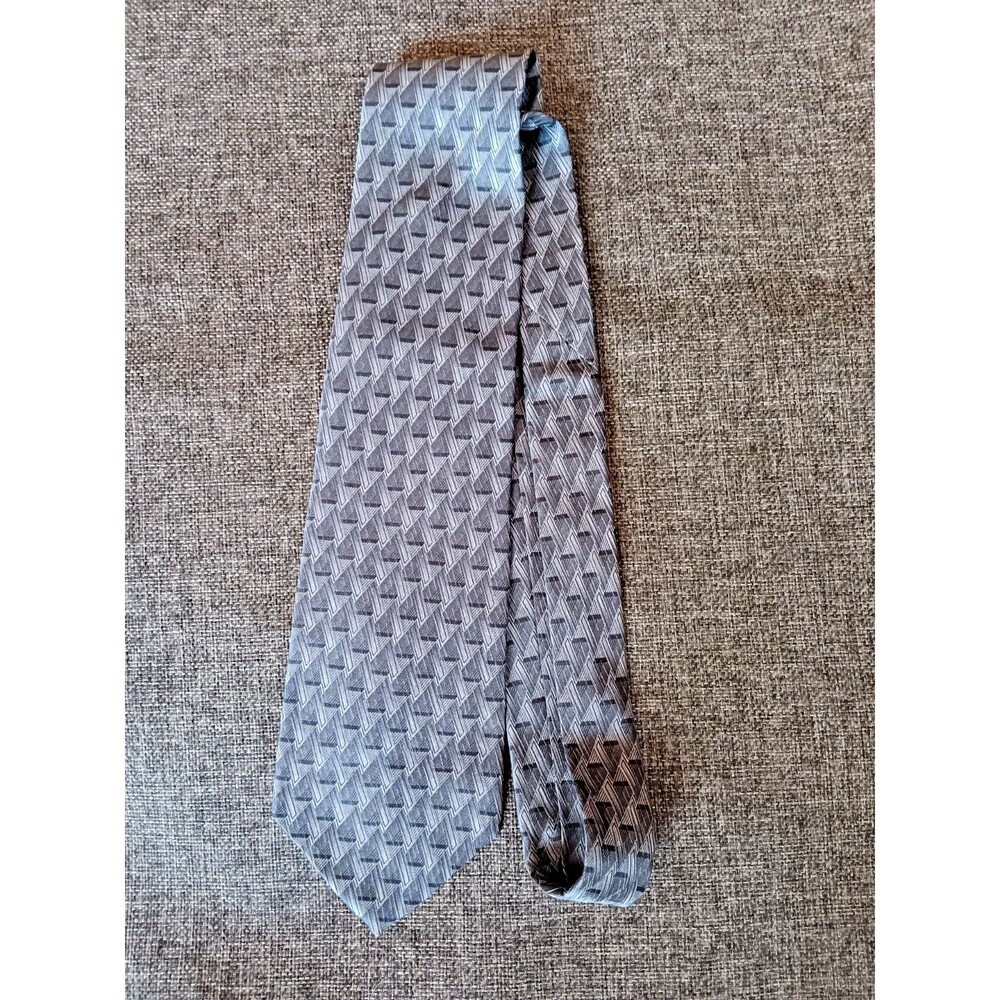 Tie 70s 80s 90s Y2K Mens Milano Uomo Silk Gray 4 Wide 60 Long